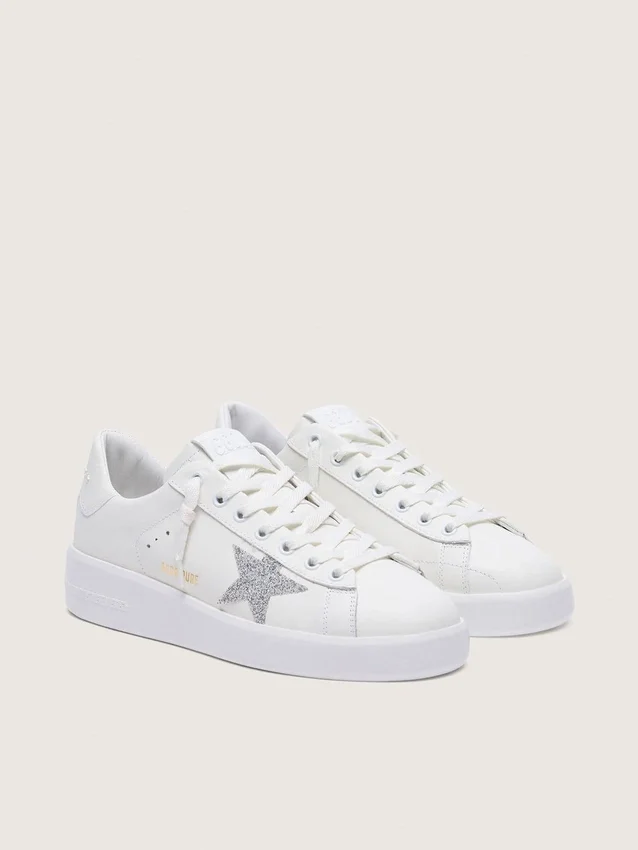 Women’s Purestar in white leather with silver Swarovski crystal star