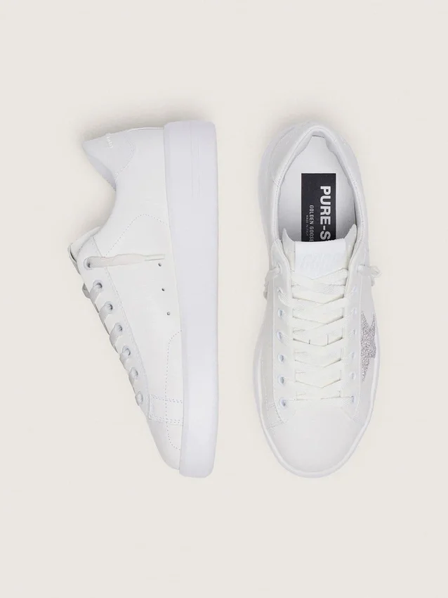 Women’s Purestar in white leather with silver Swarovski crystal star