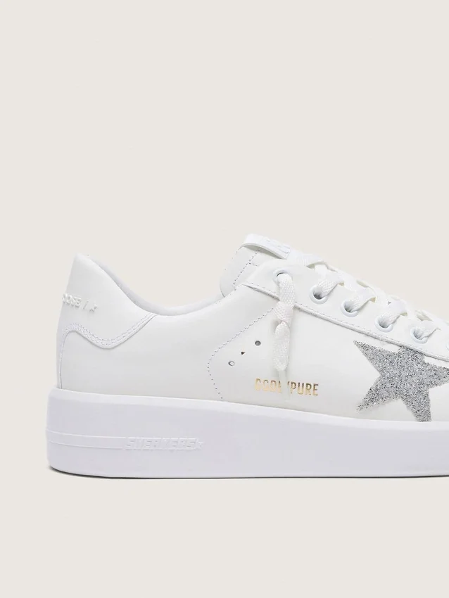 Women’s Purestar in white leather with silver Swarovski crystal star