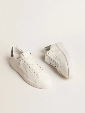 Women’s Purestar with white leather star and anthracite glitter heel tab