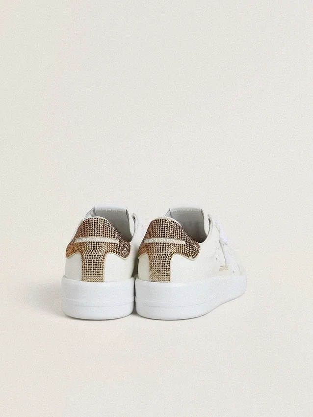 Women’s Purestar with white leather star and brown crystal heel tab