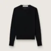 Women's round-neck sweater in black wool