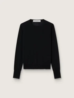 Women's round-neck sweater in black wool