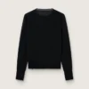 Women's round-neck sweater in black wool