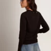 Women's round-neck sweater in black wool