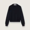 Women’s round-neck sweater in dark blue cotton