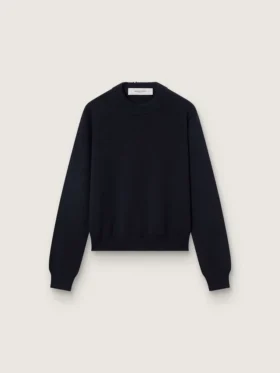 Women’s round-neck sweater in dark blue cotton