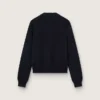 Women’s round-neck sweater in dark blue cotton