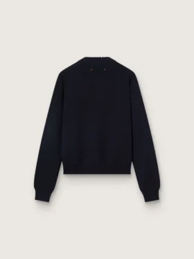 Women’s round-neck sweater in dark blue cotton