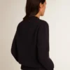 Women’s round-neck sweater in dark blue cotton