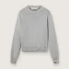 Women's round-neck sweater in gray cotton