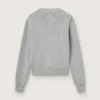 Women's round-neck sweater in gray cotton