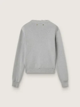 Women’s round-neck sweater in gray cotton