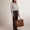 Women's round-neck sweater in gray cotton