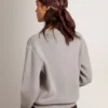 Women's round-neck sweater in gray cotton