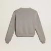 Women's round-neck sweater in gray cotton