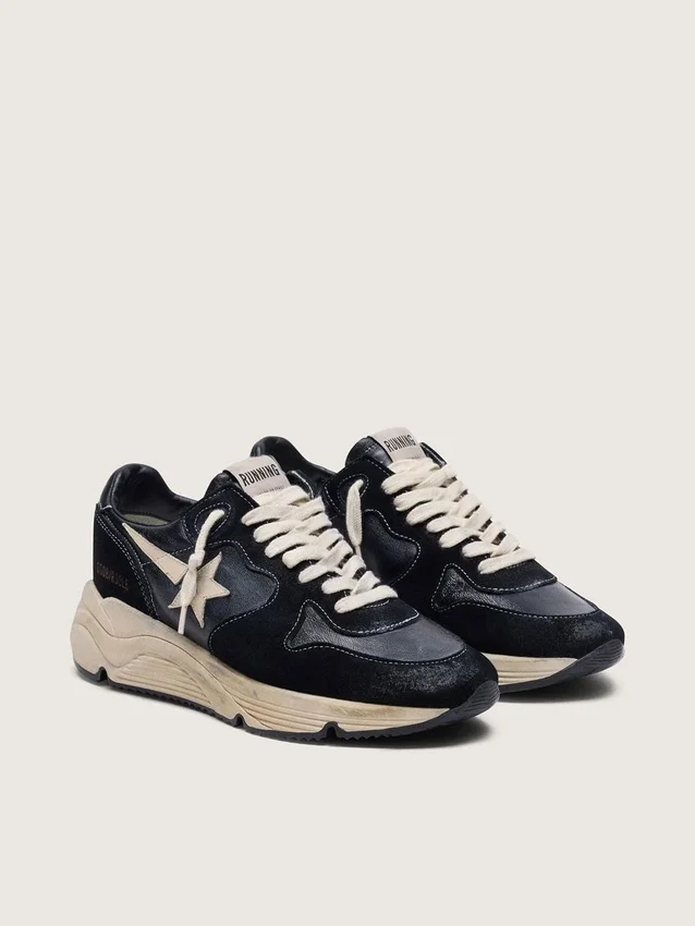 Women's Running Sole in black nappa and suede