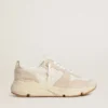 Women's Running Sole in canvas with beige star and platinum metallic leather heel tab