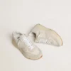 Women's Running Sole in canvas with beige star and platinum metallic leather heel tab