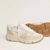 Women's Running Sole in canvas with beige star and platinum metallic leather heel tab