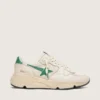 Women’s Running Sole in cream nylon and leather with green leather star
