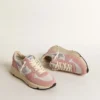 Women's Running Sole in gray mesh and suede with silver glitter star