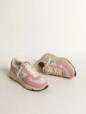 Women’s Running Sole in gray mesh and suede with silver glitter star