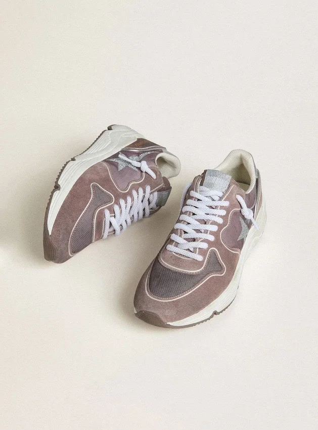 Women's Running Sole in lavender nylon and suede with printed star and silver leather heel tab