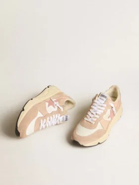 Women’s Running Sole in mesh and suede with pink star and silver heel tab