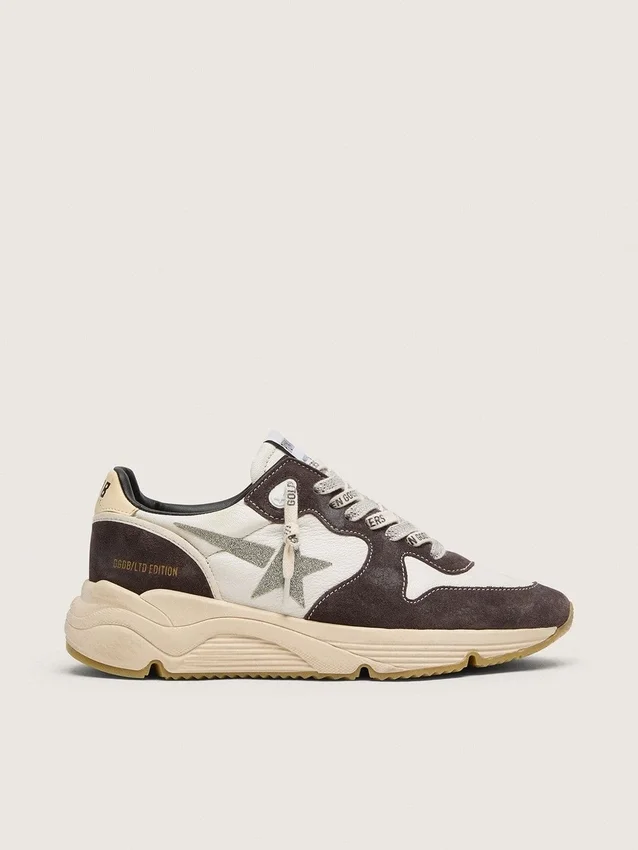 Women's Running Sole in nappa and brown suede with a Swarovski crystal star