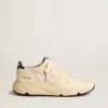Women's Running Sole in nappa leather with pink leather star and blue leather heel tab