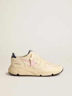 Women's Running Sole in nappa leather with pink leather star and blue leather heel tab