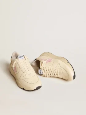 Women’s Running Sole in nappa leather with pink leather star and blue leather heel tab