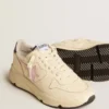 Women's Running Sole in nappa leather with pink leather star and blue leather heel tab