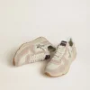 Women's Running Sole in nylon and suede with silver printed star and leather heel tab