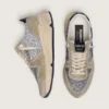 Women's Running Sole in silver glitter and dove gray suede