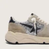 Women's Running Sole in silver glitter and dove gray suede
