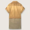 Women's safari dress in beige and military-green cotton with maxi pockets