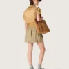 Women's safari dress in beige and military-green cotton with maxi pockets