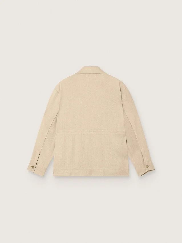 Women’s safari jacket in beige viscose micro-chevron