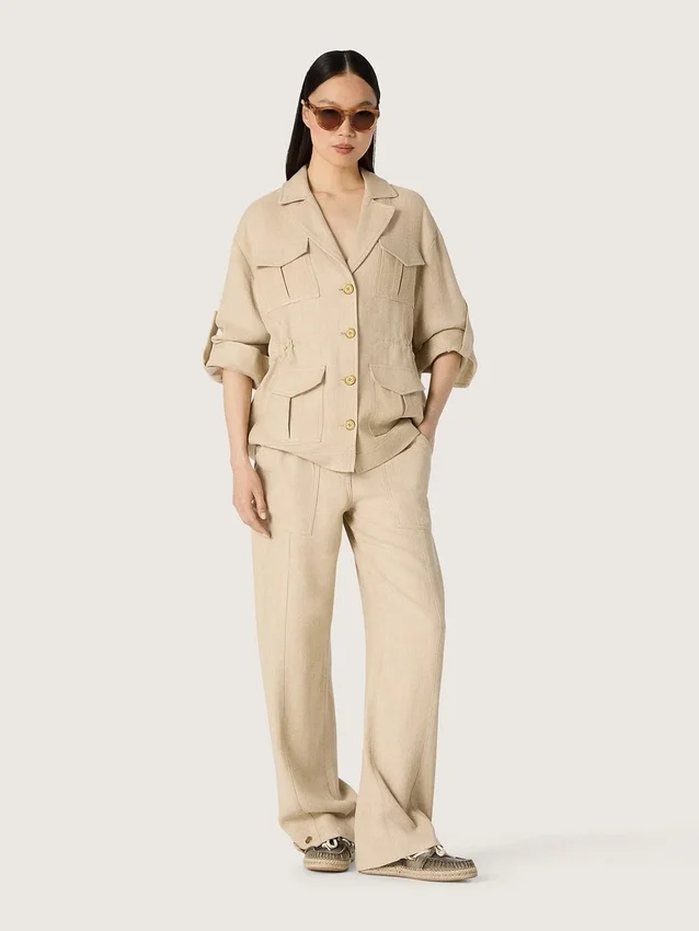 Women's beige viscose pants