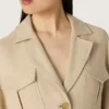 Women’s safari jacket in beige viscose micro-chevron