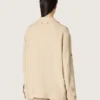 Women’s safari jacket in beige viscose micro-chevron