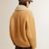Women's sheepskin jacket with a wide shearling shawl collar