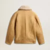 Women's sheepskin jacket with a wide shearling shawl collar