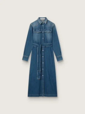 Women's shirt dress in denim with belt