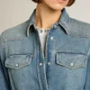 Women's shirt dress in denim with belt