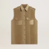 Women's shirt dress in sand-colored denim with military details