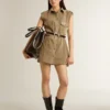 Women's shirt dress in sand-colored denim with military details