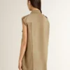 Women's shirt dress in sand-colored denim with military details